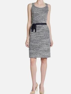 NWT St. John Tweed Sheath Knit Dress Navy/White Size 4 (Orig. $1,045)